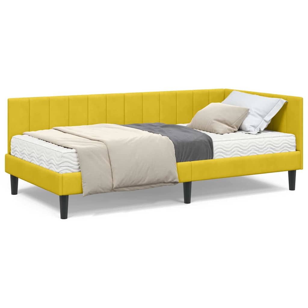 vidaXL Cornice del letto ad angolo Giallo 90 x 190 cm Velluto
