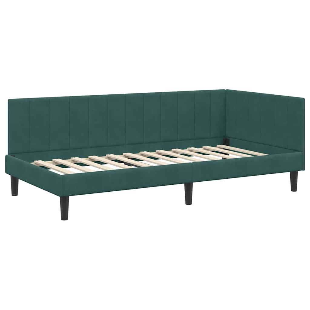 vidaXL Cornice del letto ad angolo Verde scuro 90 x 200 cm Velluto