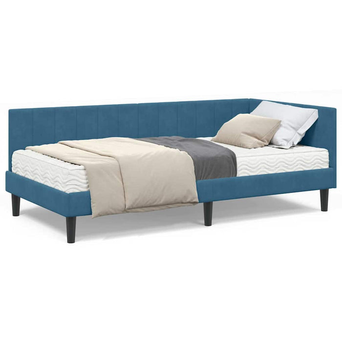 vidaXL Cornice del letto ad angolo Blu 100 x 200 cm Velluto