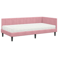 vidaXL Cornice del letto ad angolo Rosa 100 x 200 cm Velluto
