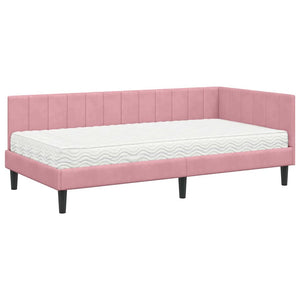 vidaXL Cornice del letto ad angolo Rosa 100 x 200 cm Velluto