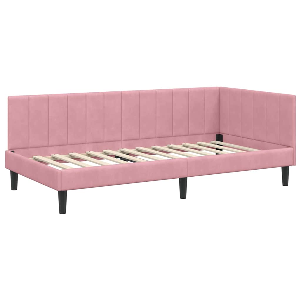 vidaXL Cornice del letto ad angolo Rosa 100 x 200 cm Velluto