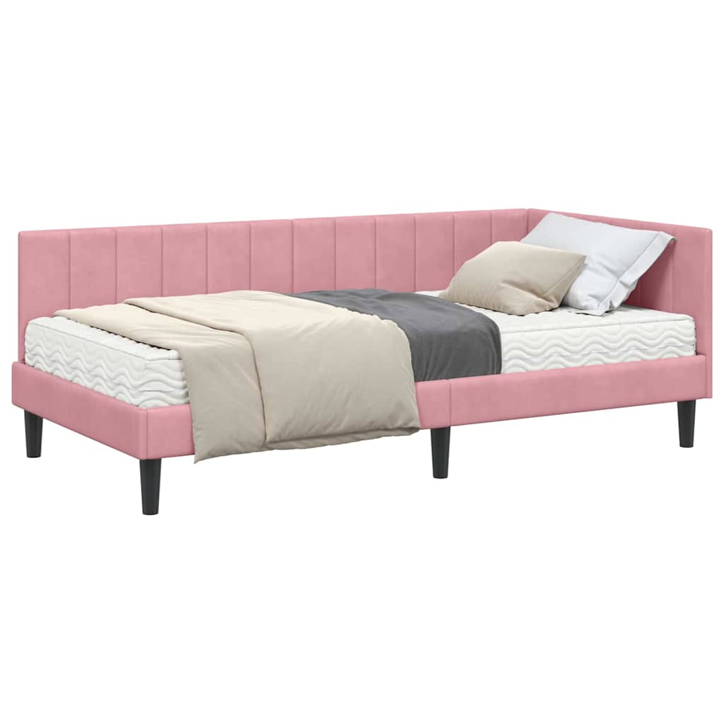 vidaXL Cornice del letto ad angolo Rosa 100 x 200 cm Velluto