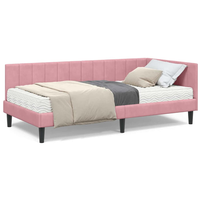 vidaXL Cornice del letto ad angolo Rosa 100 x 200 cm Velluto