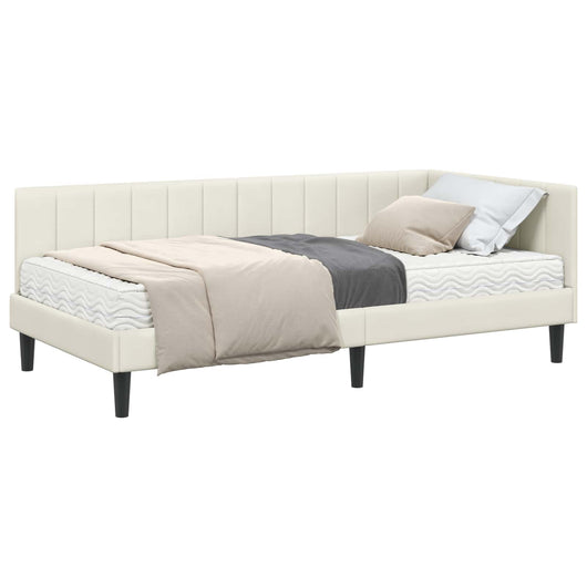 Struttura Letto Angolare con Materasso 2 pcs Crema Velluto 3393915