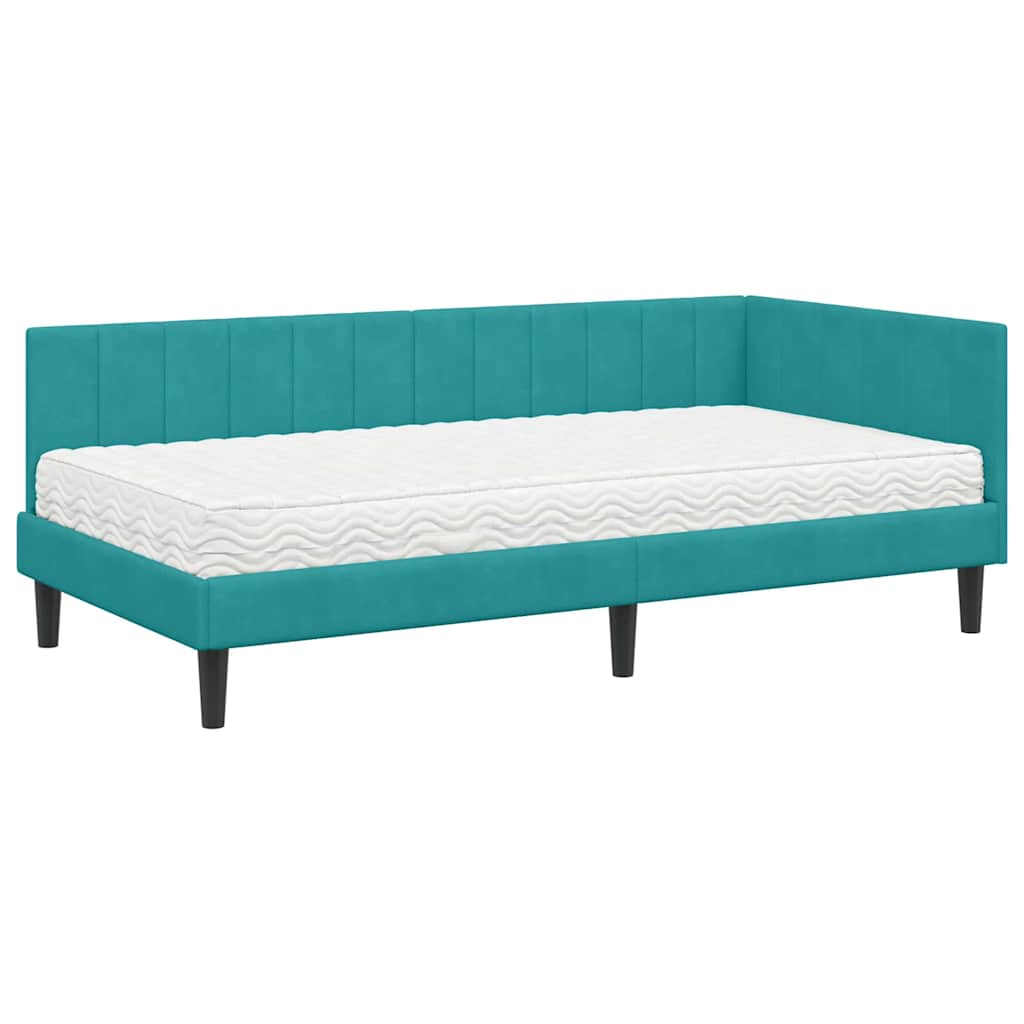 Struttura Letto Angolare con Materasso 2 pcs Turchese Velluto 3393916