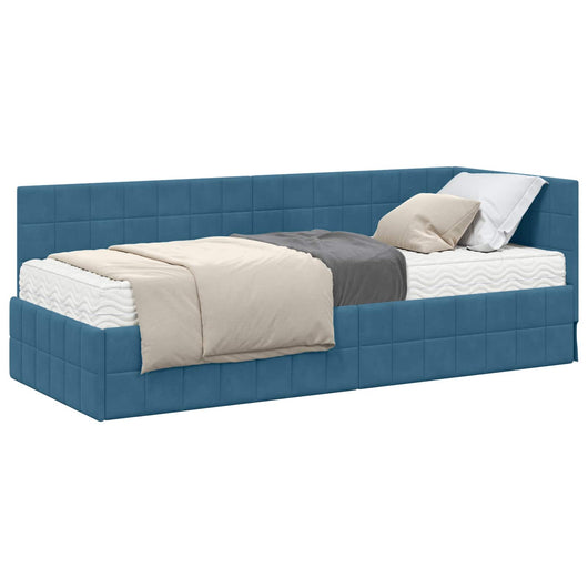 Struttura Letto Angolare con Materasso 2 pcs Blu Velluto 3393917