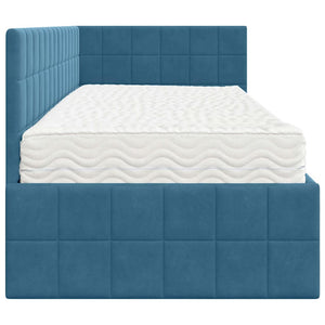 Struttura Letto Angolare con Materasso 2 pcs Blu Velluto 3393917