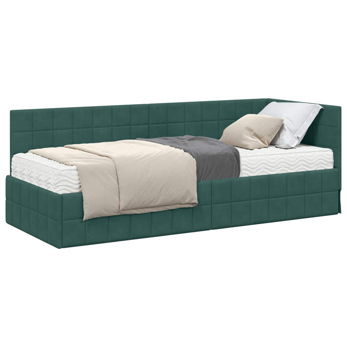 Struttura Letto Angolare con Materasso 2 pcs Verde Velluto 3393920