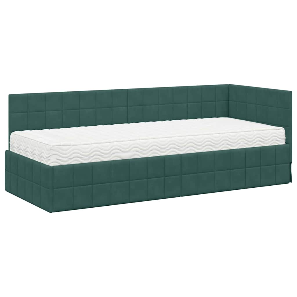 Struttura Letto Angolare con Materasso 2 pcs Verde Velluto 3393920