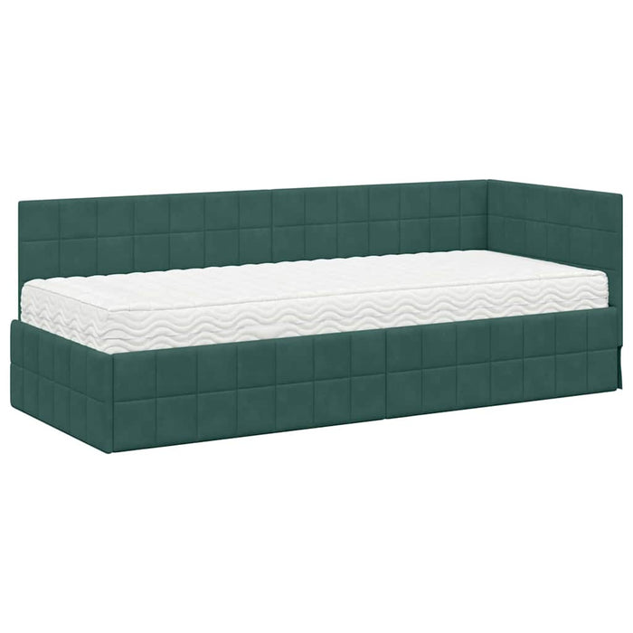 Struttura Letto Angolare con Materasso 2 pcs Verde Velluto 3393920