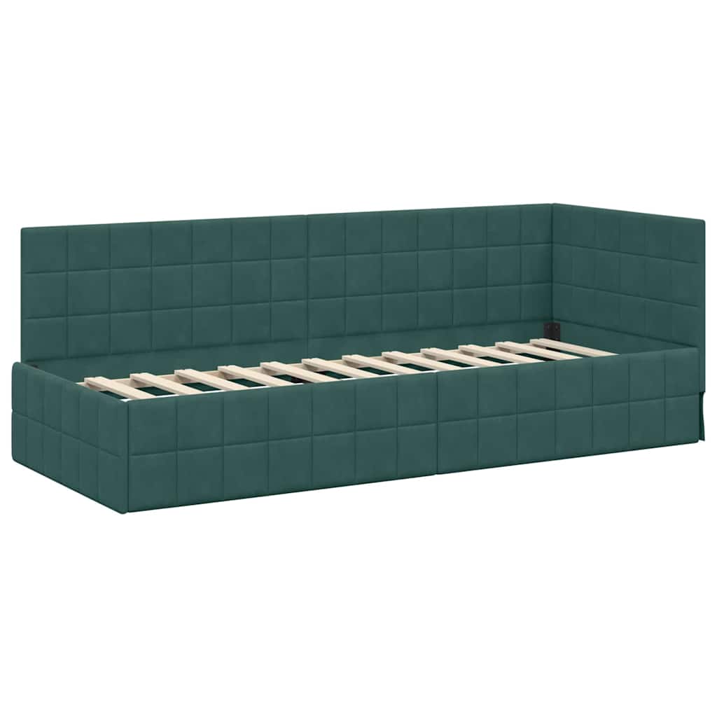 Struttura Letto Angolare con Materasso 2 pcs Verde Velluto 3393920