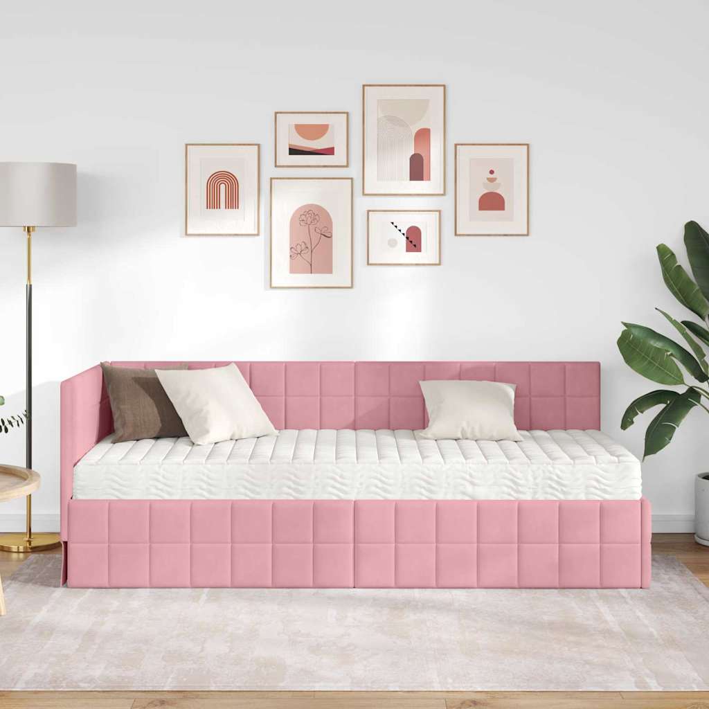 Struttura Letto Angolare con Materasso 2 pcs Grigio Velluto 3393921