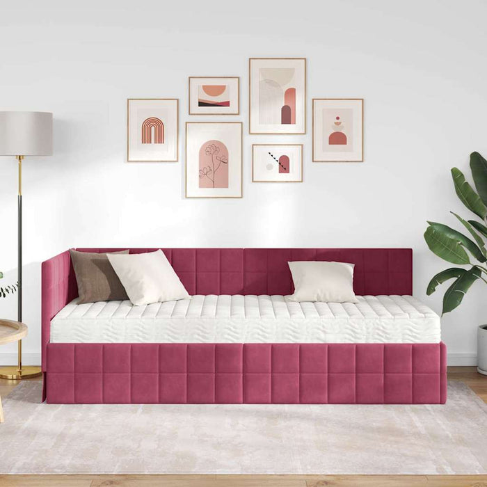 Struttura Letto Angolare con Materasso 2 pcs Verde Velluto 3393922