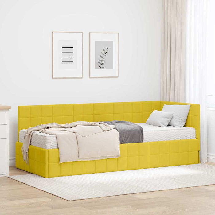 Struttura Letto Angolare con Materasso 2 pcs Giallo Velluto