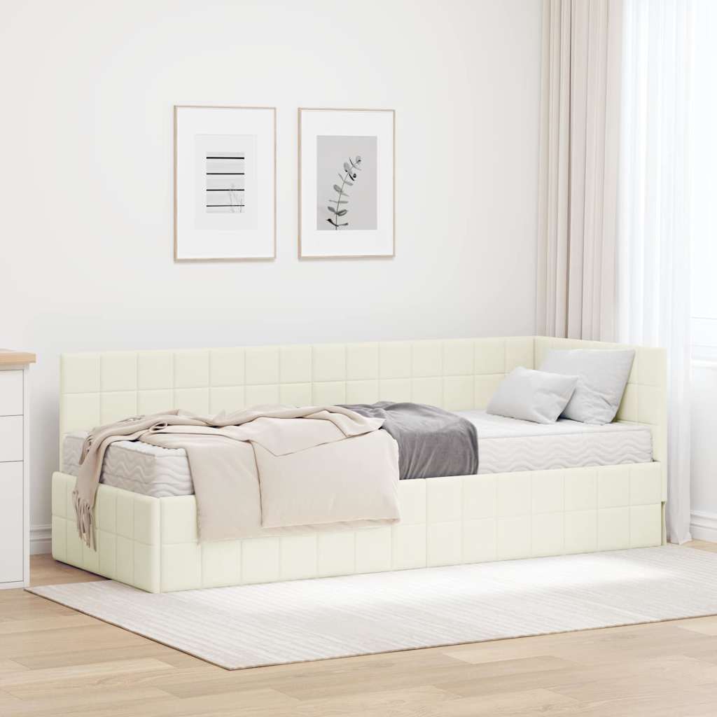 Struttura Letto Angolare con Materasso 2 pcs Crema Velluto 3393925