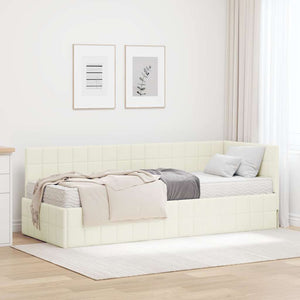 Struttura Letto Angolare con Materasso 2 pcs Crema Velluto 3393925