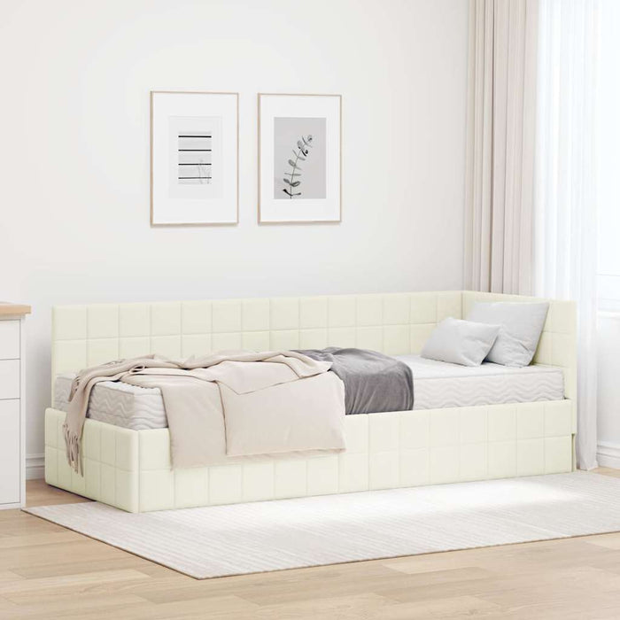 Struttura Letto Angolare con Materasso 2 pcs Crema Velluto 3393925