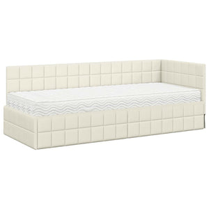 Struttura Letto Angolare con Materasso 2 pcs Crema Velluto 3393925