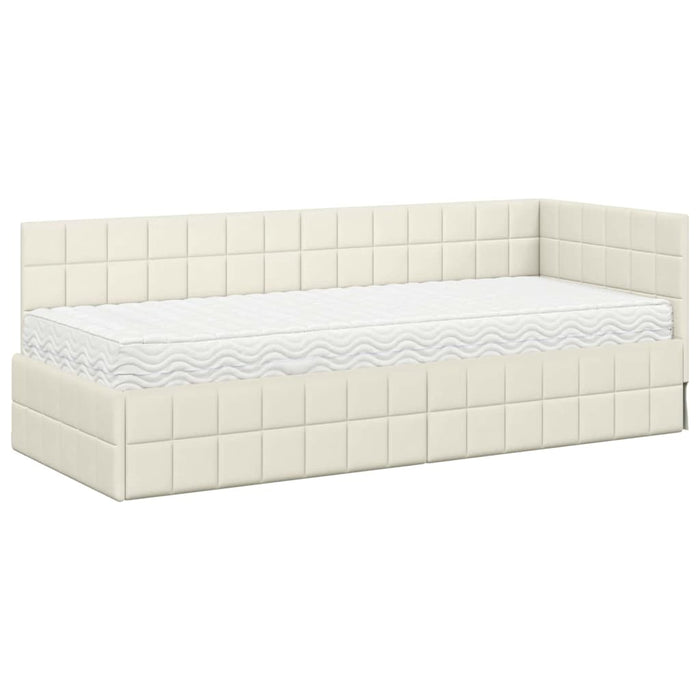 Struttura Letto Angolare con Materasso 2 pcs Crema Velluto 3393925