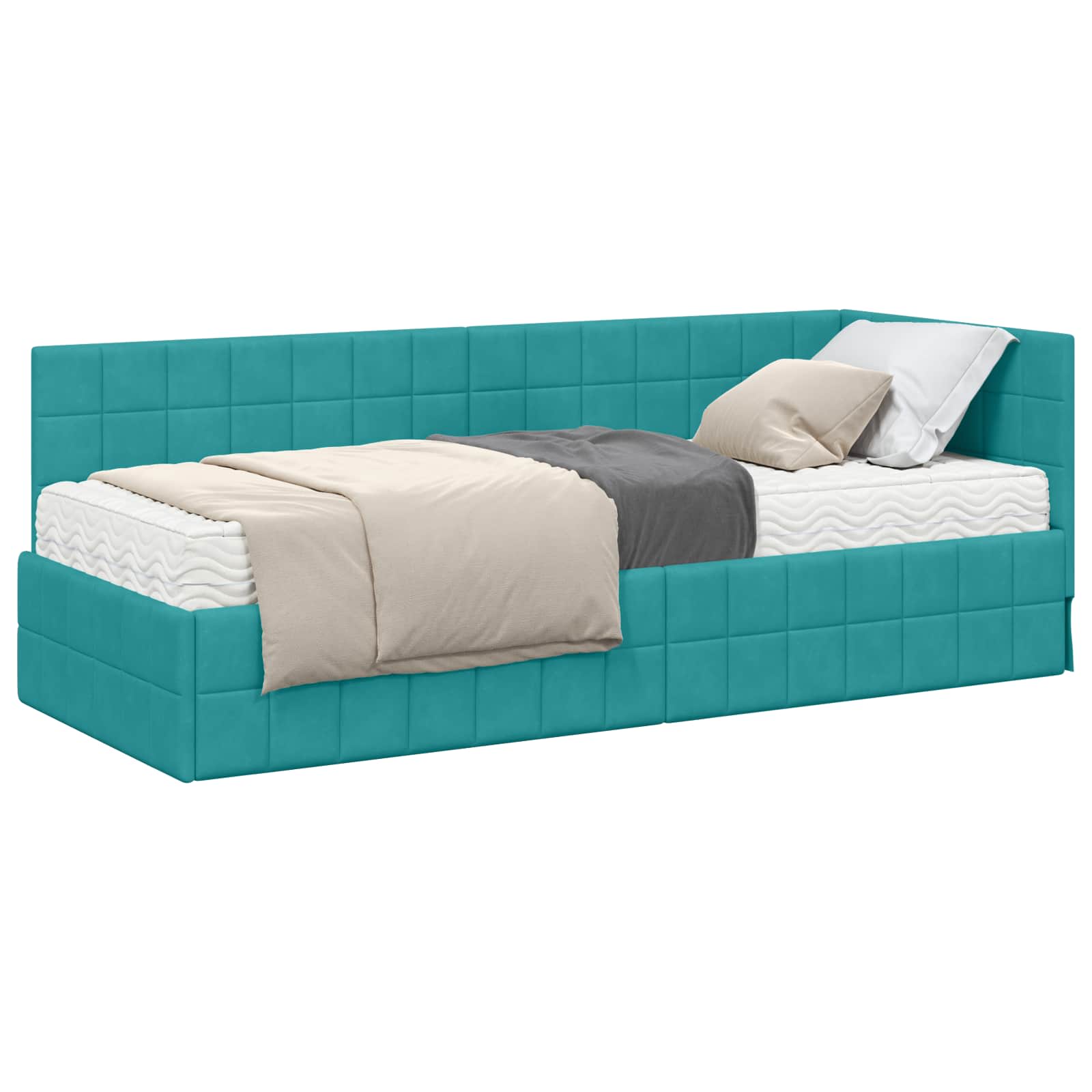 Struttura Letto Angolare con Materasso 2 pcs Turchese Velluto 3393926