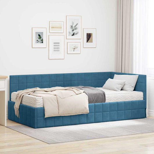 Struttura Letto Angolare con Materasso 2 pcs Blu Velluto 3393927