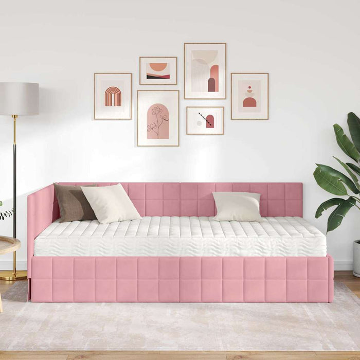 Struttura Letto Angolare con Materasso 2 pcs Grigio Velluto
