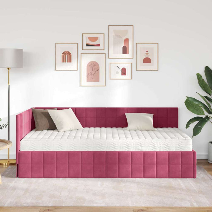 Struttura Letto Angolare con Materasso 2 pcs Verde Velluto 3393932