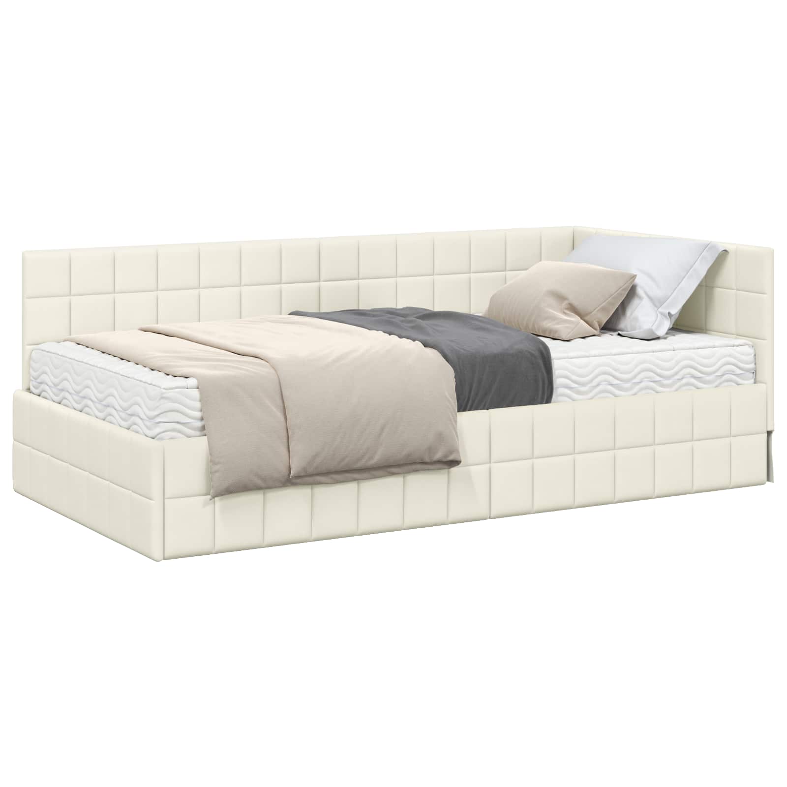 Struttura Letto Angolare con Materasso 2 pcs Crema Velluto 3393935