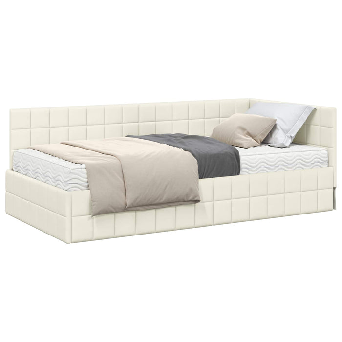 Struttura Letto Angolare con Materasso 2 pcs Crema Velluto 3393935