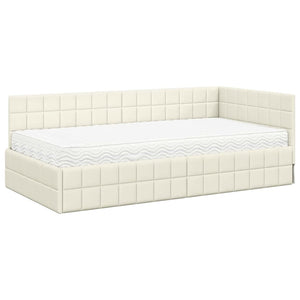 Struttura Letto Angolare con Materasso 2 pcs Crema Velluto 3393935