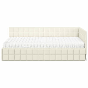 Struttura Letto Angolare con Materasso 2 pcs Crema Velluto 3393935