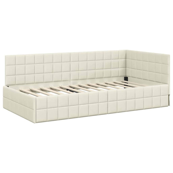 Struttura Letto Angolare con Materasso 2 pcs Crema Velluto 3393935