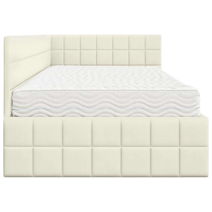 Struttura Letto Angolare con Materasso 2 pcs Crema Velluto 3393935