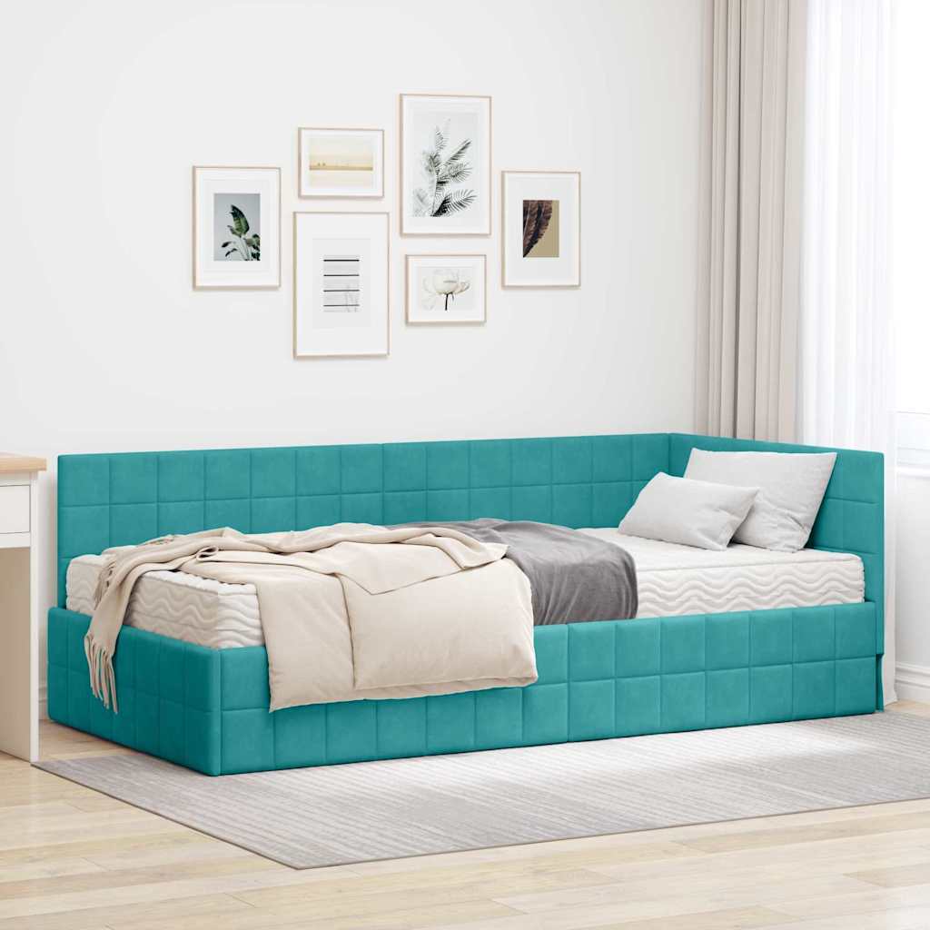 Struttura Letto Angolare con Materasso 2 pcs Turchese Velluto 3393936