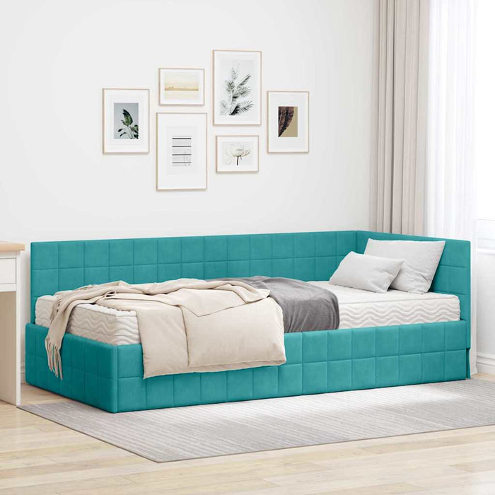 Struttura Letto Angolare con Materasso 2 pcs Turchese Velluto 3393936
