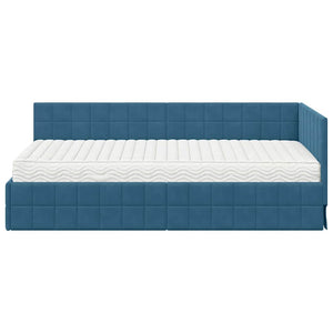 Struttura Letto Angolare con Materasso 2 pcs Blu Velluto 3393937
