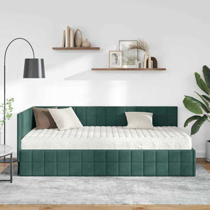 Struttura Letto Angolare con Materasso 2 pcs Verde Velluto 3393940