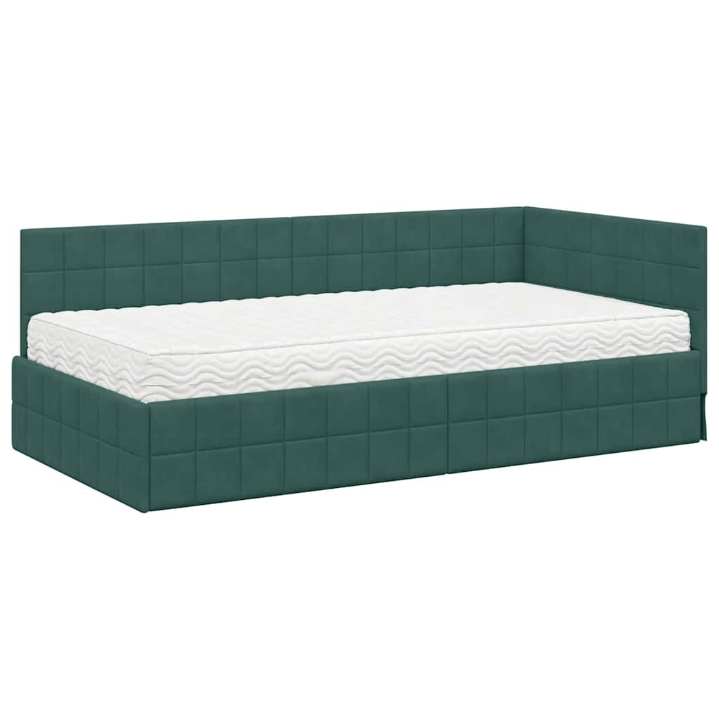 Struttura Letto Angolare con Materasso 2 pcs Verde Velluto 3393940