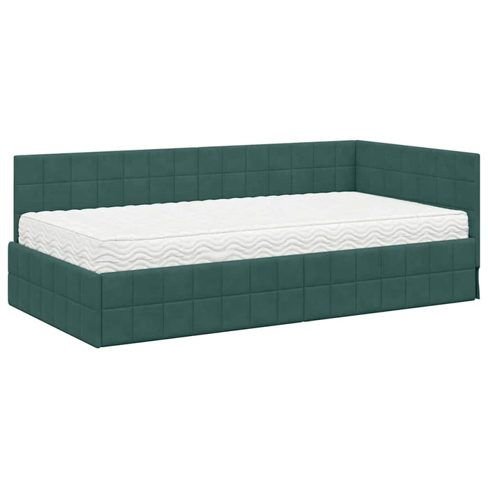 Struttura Letto Angolare con Materasso 2 pcs Verde Velluto 3393940