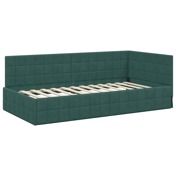 Struttura Letto Angolare con Materasso 2 pcs Verde Velluto 3393940