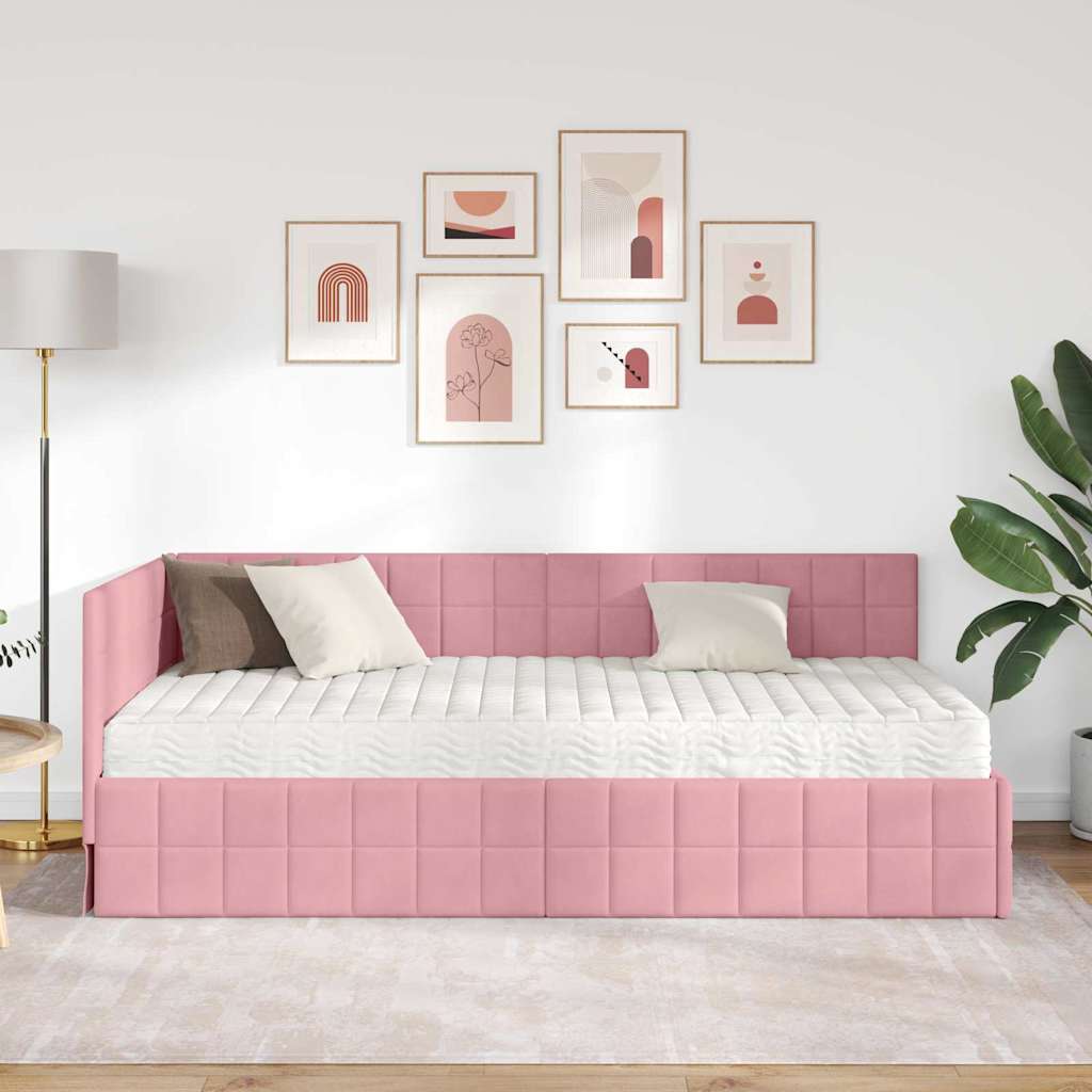 Struttura Letto Angolare con Materasso 2 pcs Grigio Velluto 3393941