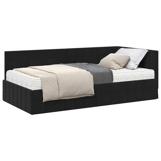 Struttura Letto Angolare con Materasso 2 pcs Nero Velluto 3393943