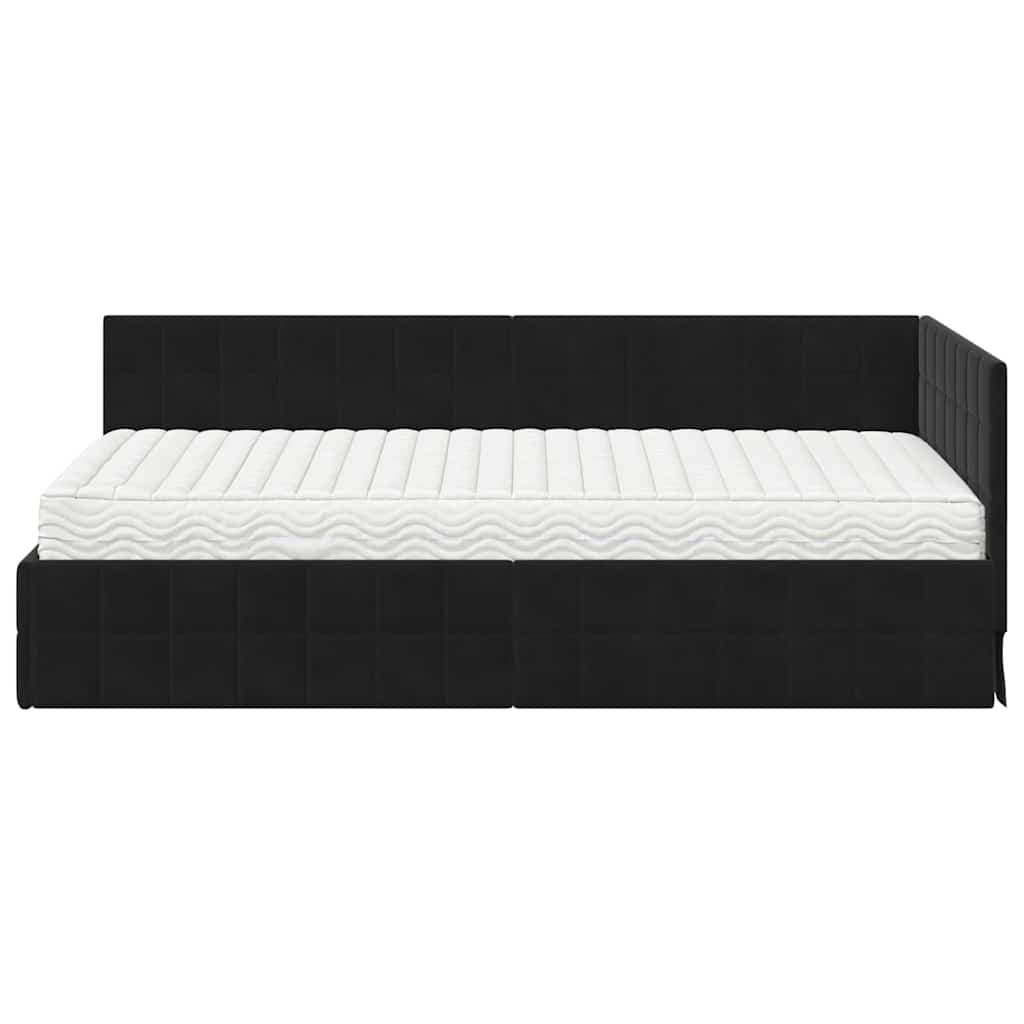 Struttura Letto Angolare con Materasso 2 pcs Nero Velluto 3393943
