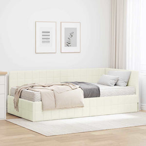Struttura Letto Angolare con Materasso 2 pcs Crema Velluto 3393945