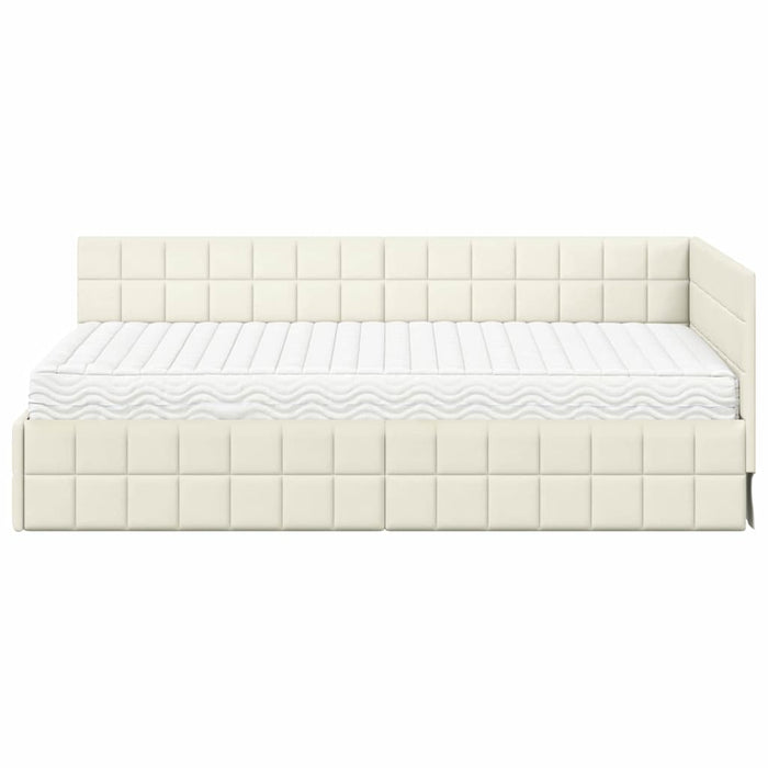 Struttura Letto Angolare con Materasso 2 pcs Crema Velluto 3393945