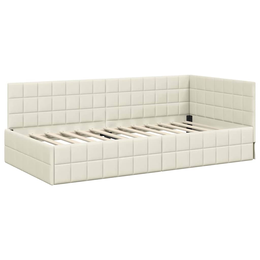 Struttura Letto Angolare con Materasso 2 pcs Crema Velluto 3393945