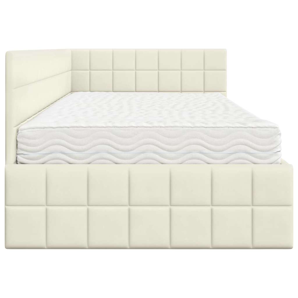 Struttura Letto Angolare con Materasso 2 pcs Crema Velluto 3393945