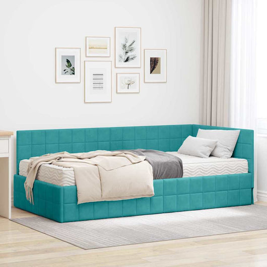 Struttura Letto Angolare con Materasso 2 pcs Turchese Velluto 3393946
