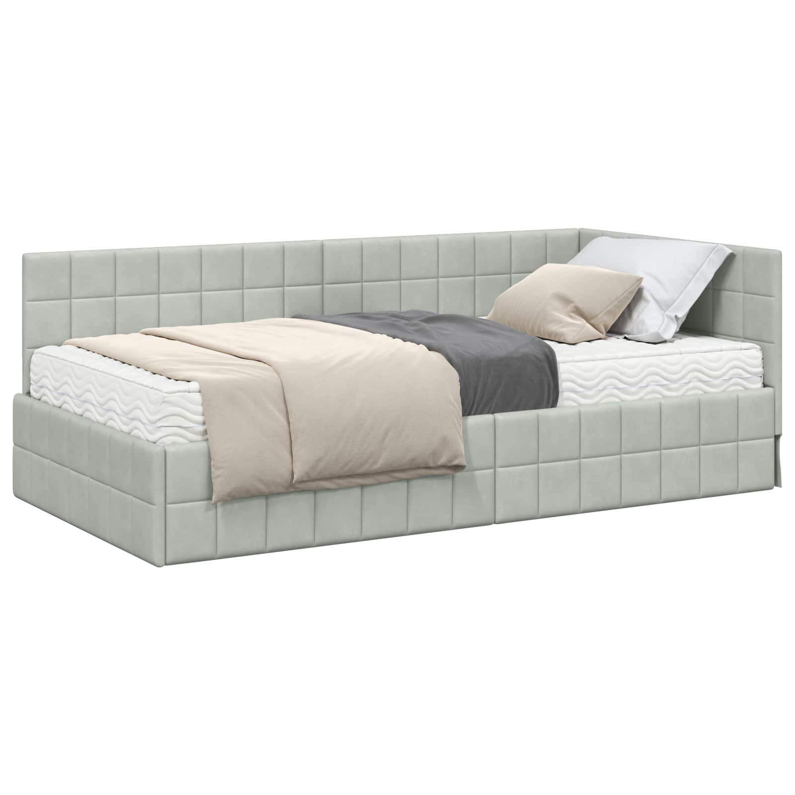 Struttura Letto Angolare con Materasso 2 pcs Grigio chiaro 3393948